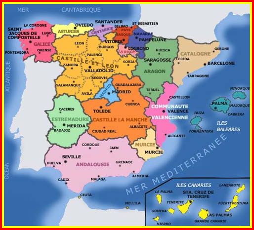 Carte d'Espagne