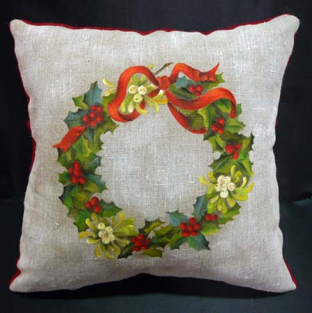 Coussin couronne de Noël 