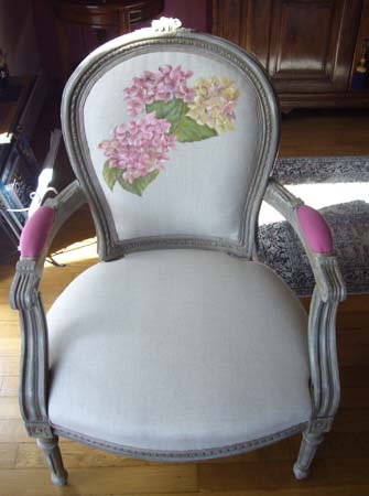 Fauteuil aux hortensias