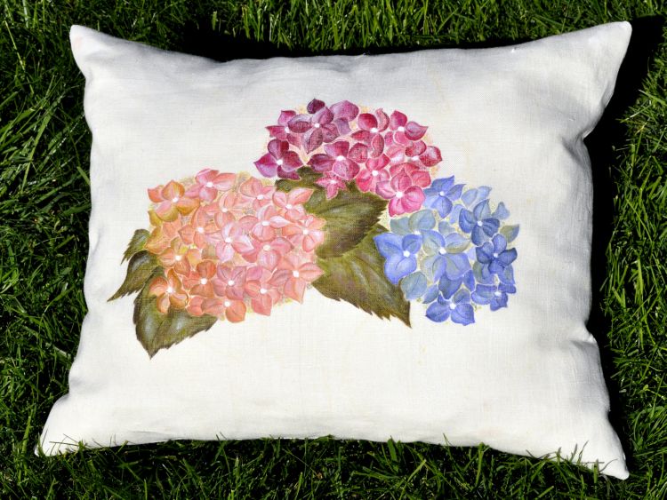 Hortensias de Bretagne sur coussin